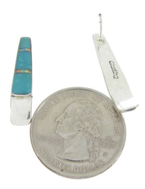 Turquoise And Opal Post Earrings Sterling Silver Jewelry IS62382